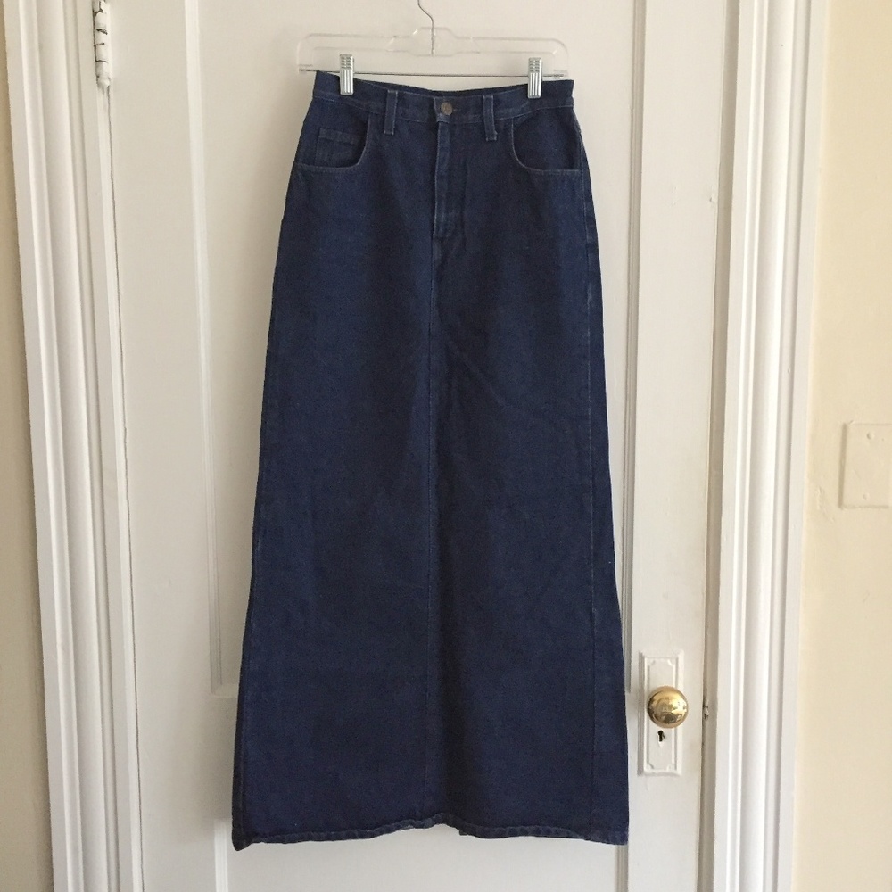 Tristan & Iseut Long Dark Denim Maxi Skirt 26"